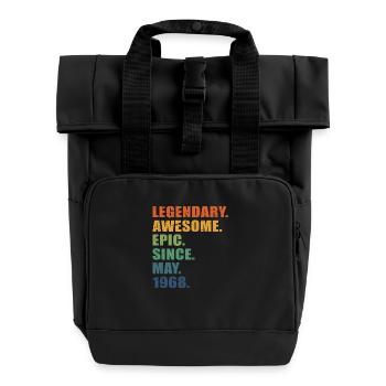 55. Geburtstag, Mai 1968, 55-jähriges Jubiläum - Rolltop Rucksack mit zwei Griffen - Schwarz - Vorne