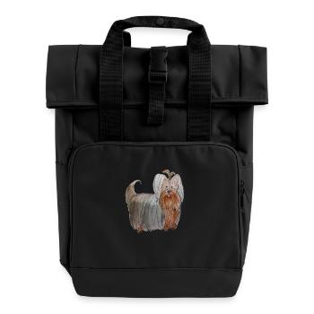 Yorkshire terrier - Roll Top Backpack with Two Handles - black - Front