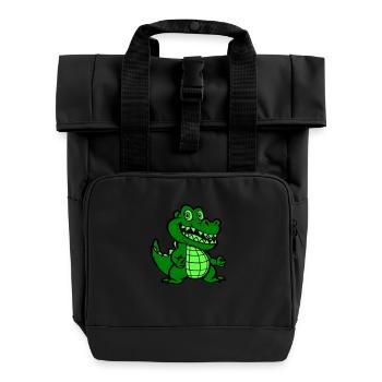 Crocodile Animal Comic - Roll Top Backpack with Two Handles - black - Front
