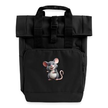 Mouse 1 - Roll Top Backpack with Two Handles - black - Front