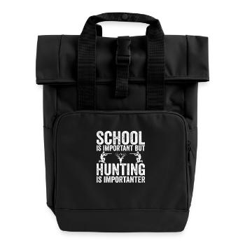 Die Schule ist wichtig, aber die Jagd ist noch wichtiger - Rolltop Rucksack mit zwei Griffen - Schwarz - Vorne