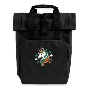 St. Patrick's Day Einhorn - Rolltop Rucksack mit zwei Griffen - Schwarz - Vorne