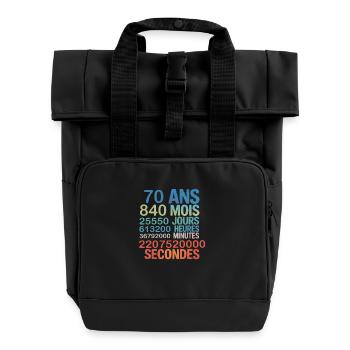 70 Ans – 840 Mois, 25 550 Jours, 2,2 Milliard - Rolltop Rucksack mit zwei Griffen - Schwarz - Vorne