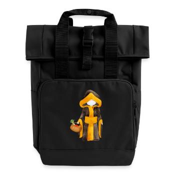 Münchner Kindl with mask and shopping basket - Roll Top Backpack with Two Handles - black - Front