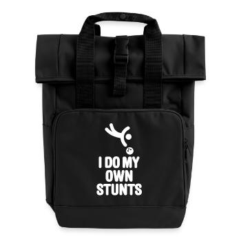 Lustige Bowling Bowling Spieler I DO MY OWN STUNTS - Rolltop Rucksack mit zwei Griffen - Schwarz - Vorne