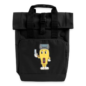 Shaver Hairdresser Razor - Roll Top Backpack with Two Handles - black - Front