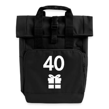 oberteil Geburtstag, 40 geschenk schachtel - Rolltop Rucksack mit zwei Griffen - Schwarz - Vorne