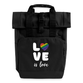 Pride Month - Love is Love - Roll Top Backpack with Two Handles - black - Front
