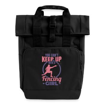 Fencing Girl - Roll Top Backpack with Two Handles - black - Front