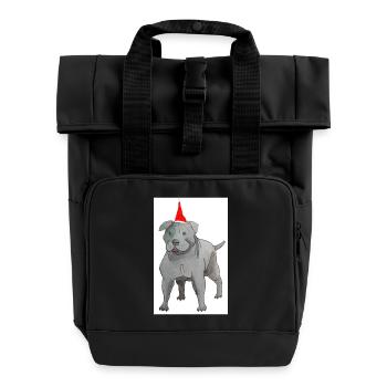 Staffordshire BullTerrier Noël - Sac à dos Roll Top à deux anses - noir - Devant