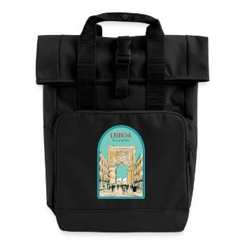 Illustration Arch Augusta Street, Lisbon - Roll Top Backpack with Two Handles - black - Front