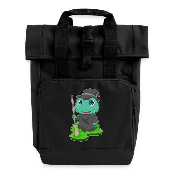 Frosch Hexe Besen - Rolltop Rucksack mit zwei Griffen - Schwarz - Vorne