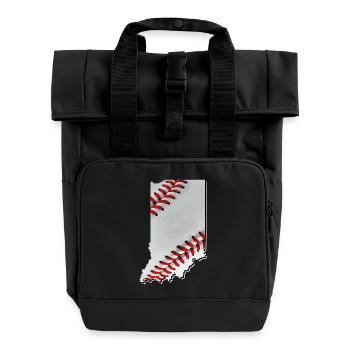 Echter Baseball in der Indiana State Landkarte - Rolltop Rucksack mit zwei Griffen - Schwarz - Vorne