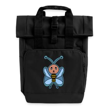 Schmetterling - Rolltop Rucksack mit zwei Griffen - Schwarz - Vorne