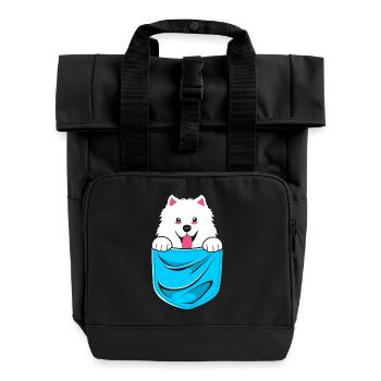 Samoyed - Roll Top Backpack with Two Handles - black - Front