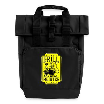 Grillmeister Ferkel Grillen - Rolltop Rucksack mit zwei Griffen - Schwarz - Vorne