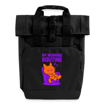 Morning Routine Cat #1 - Rolltop Rucksack mit zwei Griffen - Schwarz - Vorne