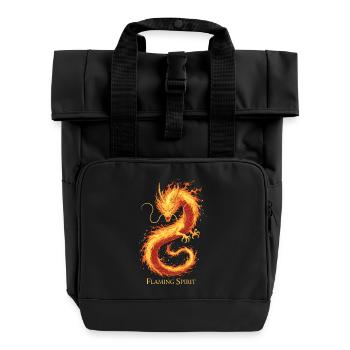 Flammender Geister Drache - Rolltop Rucksack mit zwei Griffen - Schwarz - Vorne