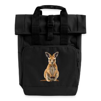 Wallabies Wallaby - Roll Top Backpack with Two Handles - black - Front