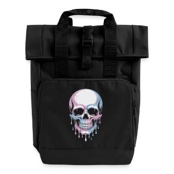 Kawaii Pastel Goth Totenschädel - Rolltop Rucksack mit zwei Griffen - Schwarz - Vorne