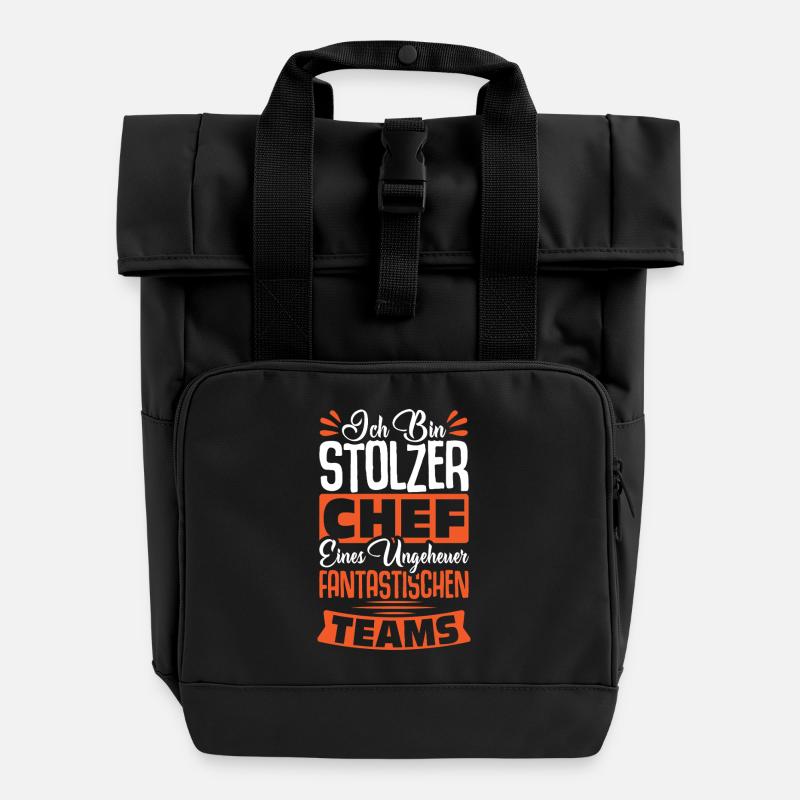 Stolzer Chef Chef Mann Abteilungsleiter Teamchef - Roll Top Backpack with Two Handles - black