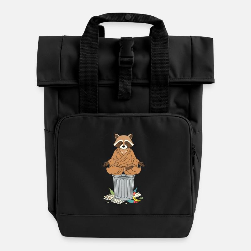 Räuchbär Zen auf Tonne - Rolltop Rucksack mit zwei Griffen - Schwarz