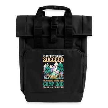 Camping Bonfire Camp Life Forest Camper - Roll Top Backpack with Two Handles - black - Front