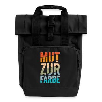 Mut zur Farbe Retro-Blockschrift - Rolltop Rucksack mit zwei Griffen - Schwarz - Vorne