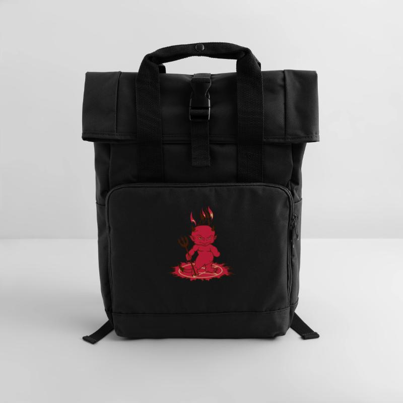 Red Flame Devil Rolltop Rucksack mit zwei Griffen