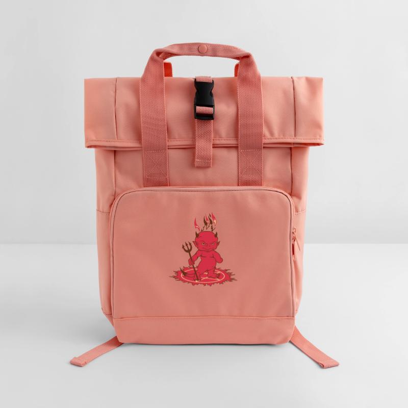 Red Flame Devil Rolltop Rucksack mit zwei Griffen