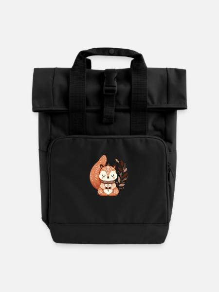 Zen-Eichhörnchen - Rolltop Rucksack mit zwei Griffen - Schwarz