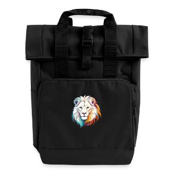 Löwe Vektor Kunst mit lebendigen Farben Illustration - Rolltop Rucksack mit zwei Griffen - Schwarz - Vorne