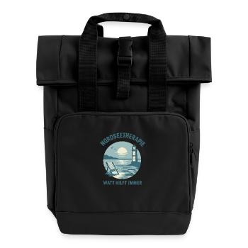 Nordseetherapie - Watt hilft immer - Rolltop Rucksack mit zwei Griffen - Schwarz - Vorne