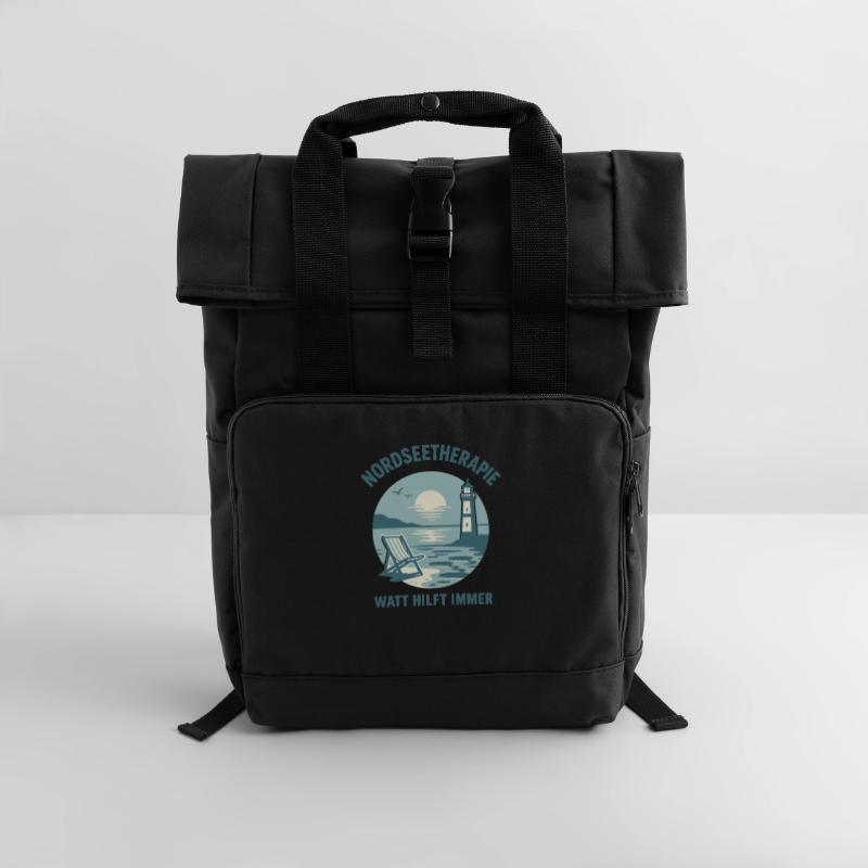Nordseetherapie - Watt hilft immer Rolltop Rucksack mit zwei Griffen
