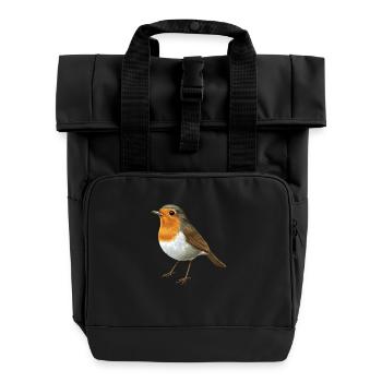 kleines Rotkehlchen - Rolltop Rucksack mit zwei Griffen - Schwarz - Vorne