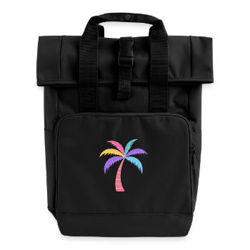 Couleurs colorées de palmiers arc-en-ciel - Sac à dos Roll Top à deux anses - noir - Devant