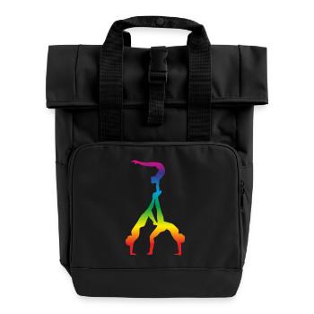 Akrobatik, Turnen - Rolltop Rucksack mit zwei Griffen - Schwarz - Vorne