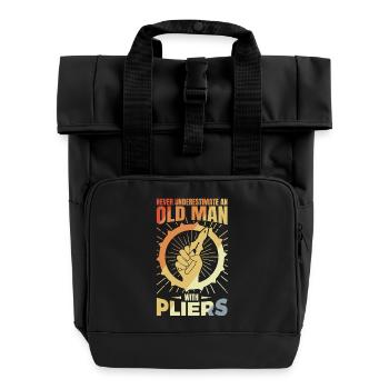 Old electronics technician - Roll Top Backpack with Two Handles - black - Front