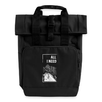 MOUNTAINS | ALL I NEED - Rolltop Rucksack mit zwei Griffen - Schwarz - Vorne