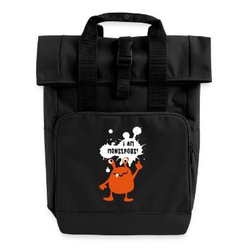 Monster monstrous monstrous creepy comic funny - Roll Top Backpack with Two Handles - black - Front