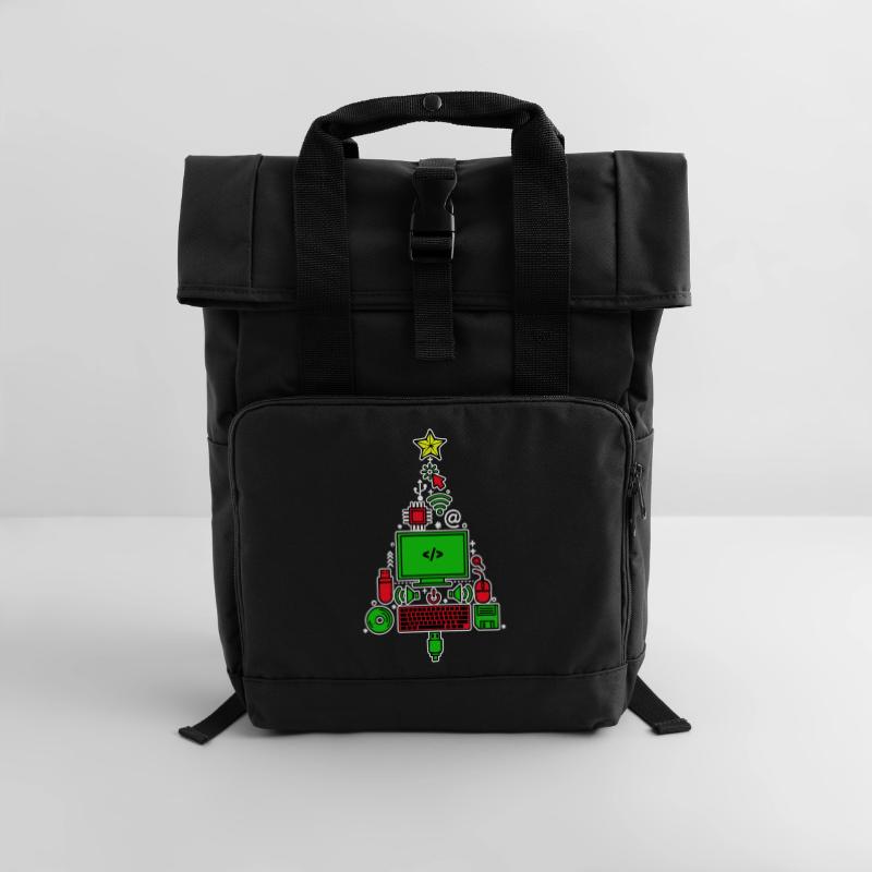 Code Debug Skripting Developer Computerfreak Rolltop Rucksack mit zwei Griffen