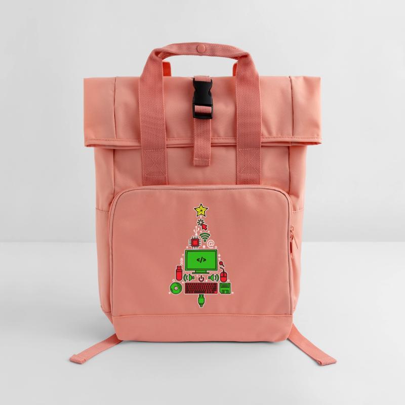 Code Debug Skripting Developer Computerfreak Rolltop Rucksack mit zwei Griffen