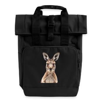 Kangaroo - Roll Top Backpack with Two Handles - black - Front