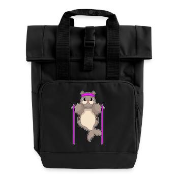Seehund Bodybuilder Klimmzüge Bodybuilding - Rolltop Rucksack mit zwei Griffen - Schwarz - Vorne