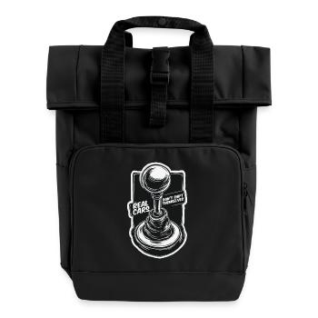 Manual Cars - Roll Top Backpack with Two Handles - black - Front