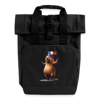 Wasserschwein - Rolltop Rucksack mit zwei Griffen - Schwarz - Vorne