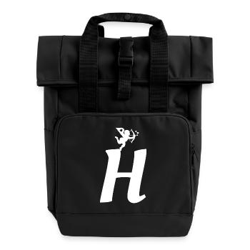 H - Roll Top Backpack with Two Handles - black - Front