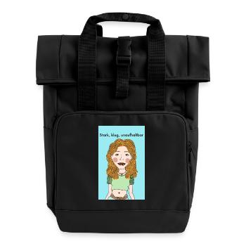 Strong independence - Roll Top Backpack with Two Handles - black - Front
