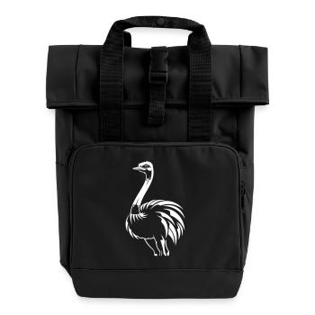 Noir Blanc Emu Strauss Strauss Silhouette vecteur - Sac à dos Roll Top à deux anses - noir - Devant