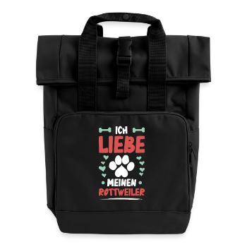 Ich liebe meinen Rottweiler - Rolltop Rucksack mit zwei Griffen - Schwarz - Vorne